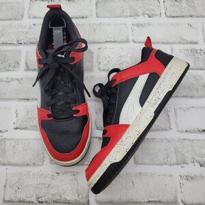 Puma Rebound Layup Low Top Basketball Sneakers Red White Black Men's Youth 6.5